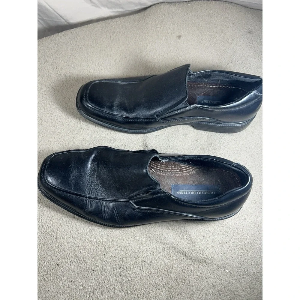 Giorgio Brutini Black Leather Slip-On Square Toe Dress Shoe Loafer Men's Sz 10M